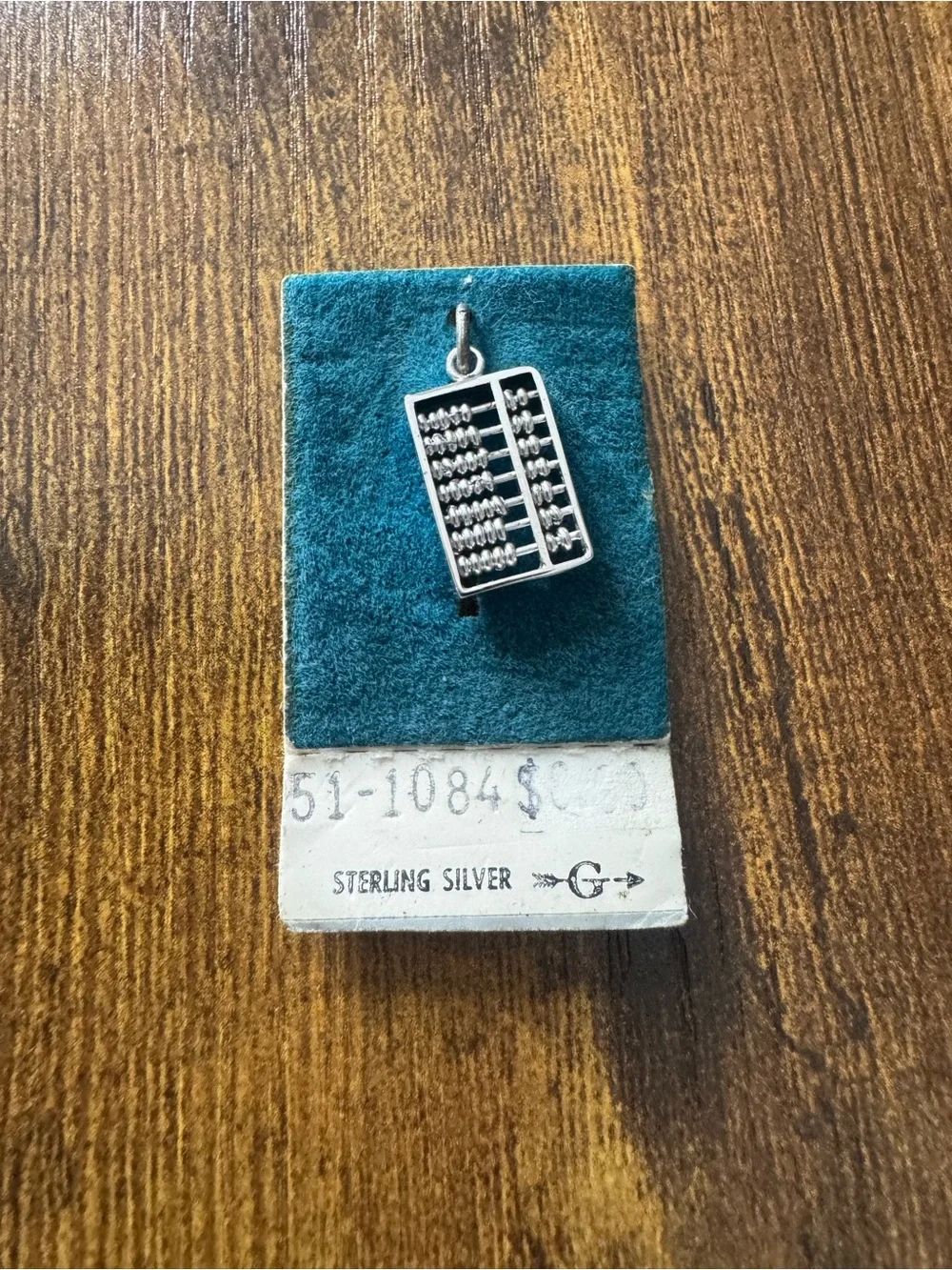 Vintage Sterling Silver Moving‎ Abacus Accountant Teacher Charm Pendant NOS Card